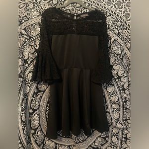 Black Lace Stretchy Skater Dress